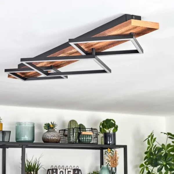 hofstein Pompu Plafonnier LED Brun foncé, Noir, 1 lumière* Lampes Modernes