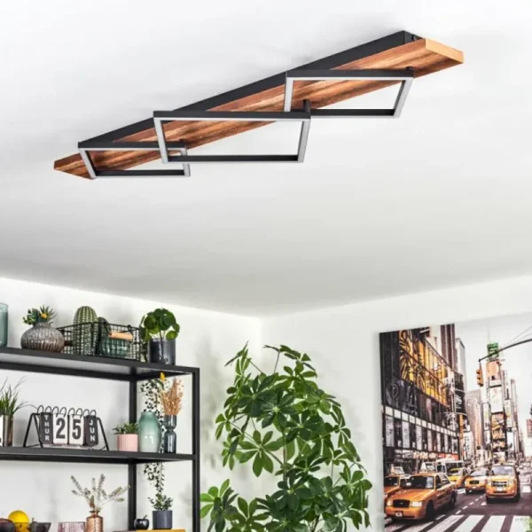 hofstein Pompu Plafonnier LED Brun foncé, Noir, 1 lumière* Lampes Modernes