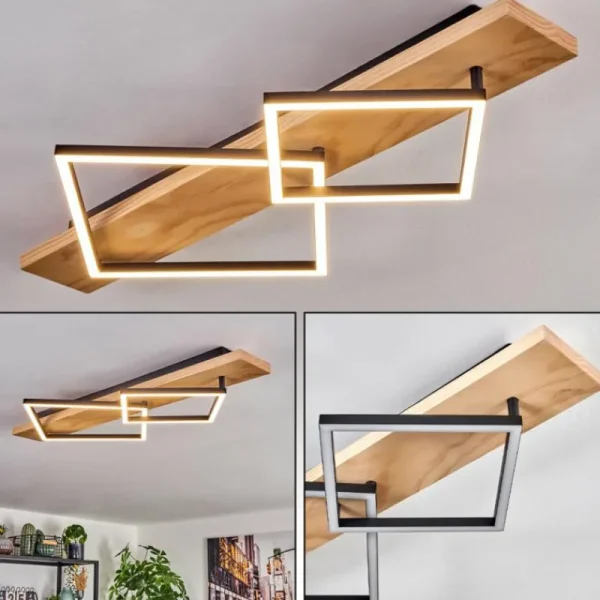 hofstein Pompu Plafonnier LED Écru, Noir, 1 lumière* Lampes Modernes