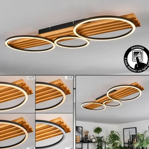 hofstein Pompu Plafonnier LED Écru, Noir, 1 lumière* Lampes Modernes