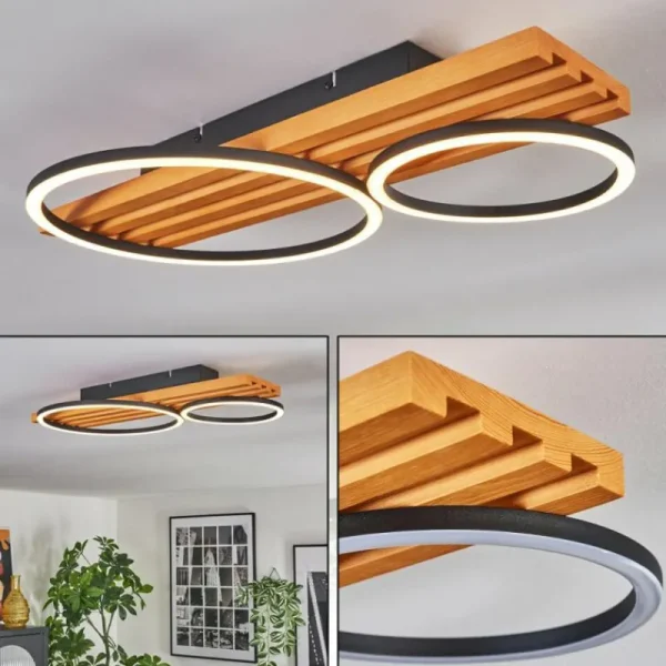 hofstein Pompu Plafonnier LED Écru, Noir, 1 lumière* Lampes Modernes