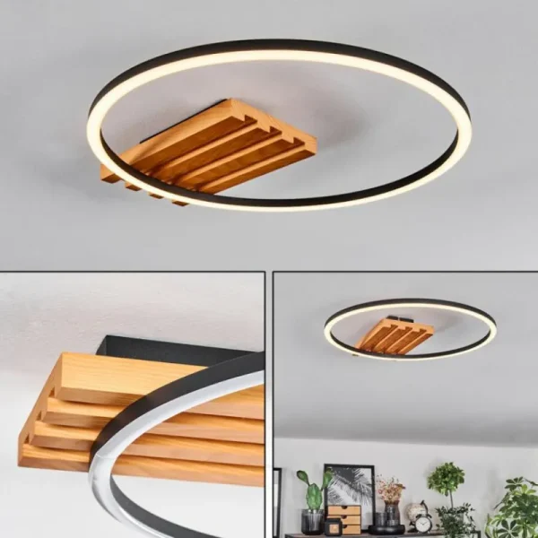 hofstein Pompu Plafonnier LED Écru, Noir, 1 lumière* Lampes Modernes