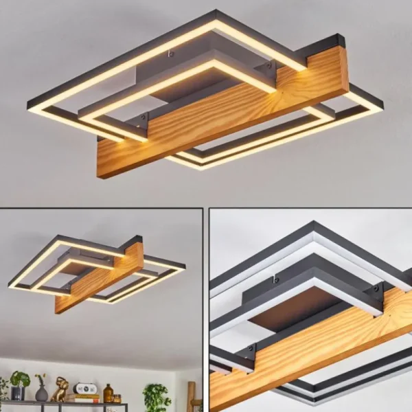 hofstein Pompu Plafonnier LED Écru, Noir, 1 lumière* Lampes Modernes