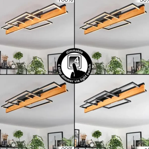 hofstein Pompu Plafonnier LED Écru, Noir, 1 lumière* Lampes Modernes