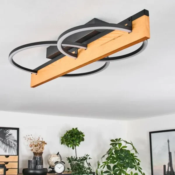 hofstein Pompu Plafonnier LED Écru, Noir, 1 lumière* Lampes Modernes