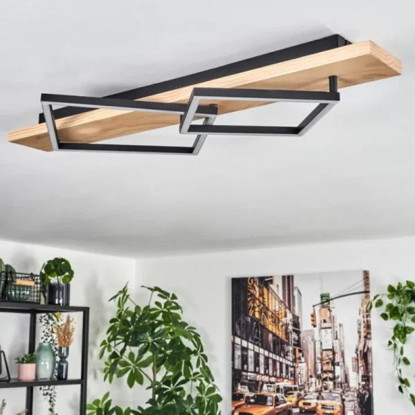 hofstein Pompu Plafonnier LED Écru, Noir, 1 lumière* Lampes Modernes