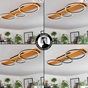hofstein Pompu Plafonnier LED Écru, Noir, 1 lumière* Lampes Modernes
