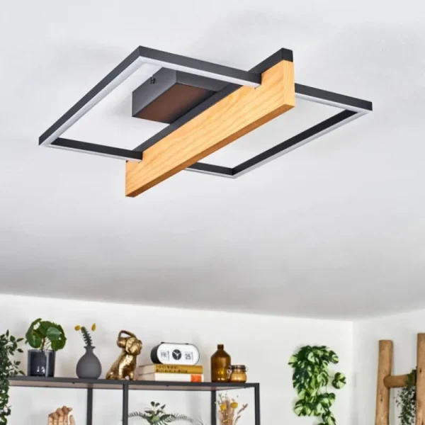 hofstein Pompu Plafonnier LED Écru, Noir, 1 lumière* Lampes Modernes