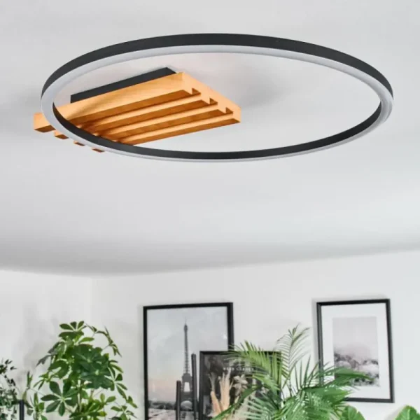 hofstein Pompu Plafonnier LED Écru, Noir, 1 lumière* Lampes Modernes