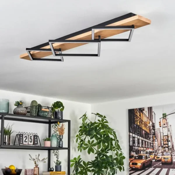 hofstein Pompu Plafonnier LED Écru, Noir, 1 lumière* Lampes Modernes