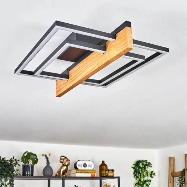 hofstein Pompu Plafonnier LED Écru, Noir, 1 lumière* Lampes Modernes