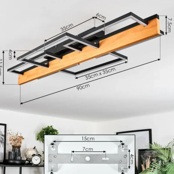 hofstein Pompu Plafonnier LED Écru, Noir, 1 lumière* Lampes Modernes