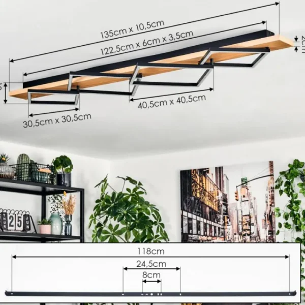 hofstein Pompu Plafonnier LED Écru, Noir, 1 lumière* Lampes Modernes