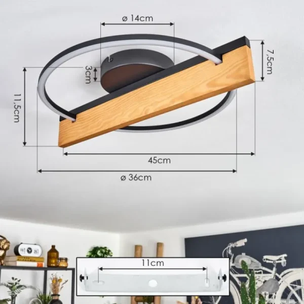 hofstein Pompu Plafonnier LED Écru, Noir, 1 lumière* Lampes Modernes