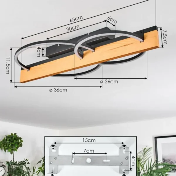 hofstein Pompu Plafonnier LED Écru, Noir, 1 lumière* Lampes Modernes