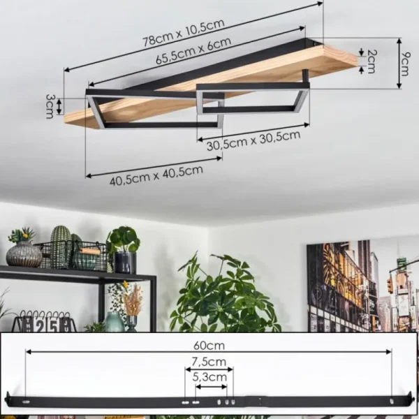 hofstein Pompu Plafonnier LED Écru, Noir, 1 lumière* Lampes Modernes