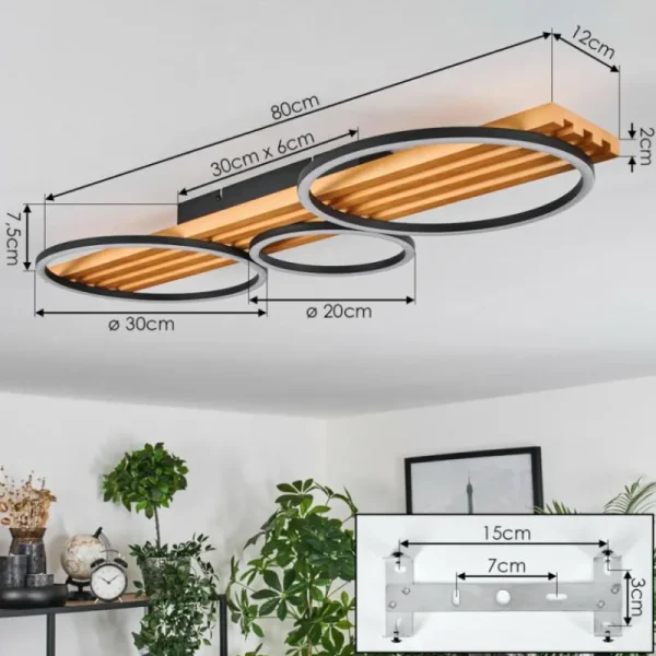 hofstein Pompu Plafonnier LED Écru, Noir, 1 lumière* Lampes Modernes