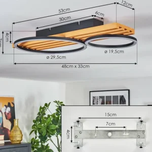 hofstein Pompu Plafonnier LED Écru, Noir, 1 lumière* Lampes Modernes