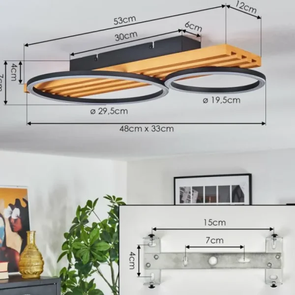 hofstein Pompu Plafonnier LED Écru, Noir, 1 lumière* Lampes Modernes