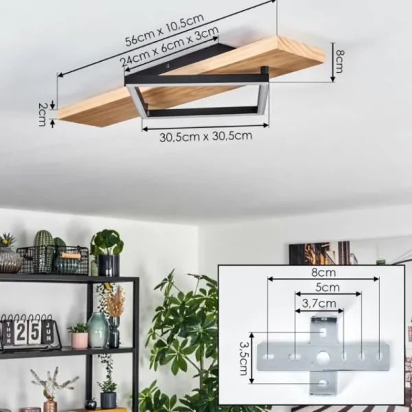 hofstein Pompu Plafonnier LED Écru, Noir, 1 lumière* Lampes Modernes