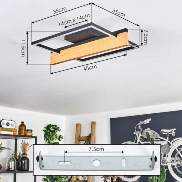 hofstein Pompu Plafonnier LED Écru, Noir, 1 lumière* Lampes Modernes