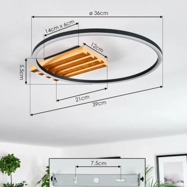 hofstein Pompu Plafonnier LED Écru, Noir, 1 lumière* Lampes Modernes