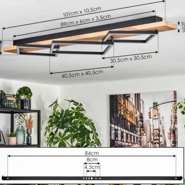 hofstein Pompu Plafonnier LED Écru, Noir, 1 lumière* Lampes Modernes