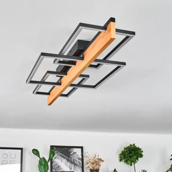 hofstein Pompu Plafonnier LED Écru, Noir, 1 lumière* Lampes Modernes