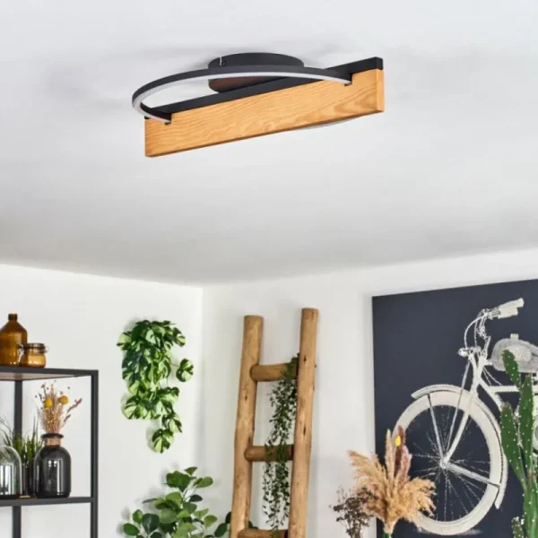 hofstein Pompu Plafonnier LED Écru, Noir, 1 lumière* Lampes Modernes