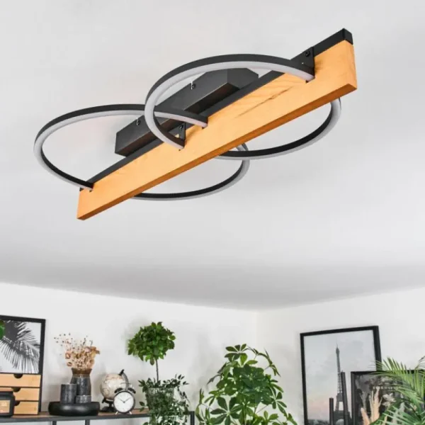 hofstein Pompu Plafonnier LED Écru, Noir, 1 lumière* Lampes Modernes