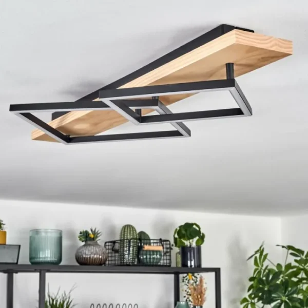 hofstein Pompu Plafonnier LED Écru, Noir, 1 lumière* Lampes Modernes