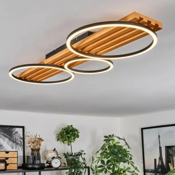 hofstein Pompu Plafonnier LED Écru, Noir, 1 lumière* Lampes Modernes