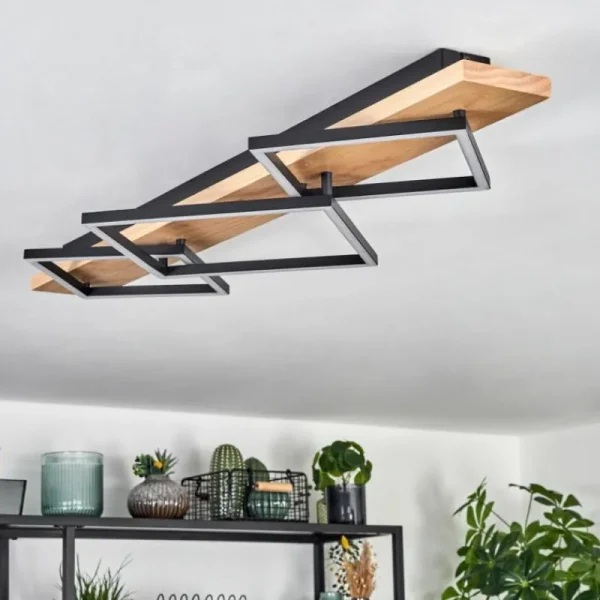 hofstein Pompu Plafonnier LED Écru, Noir, 1 lumière* Lampes Modernes