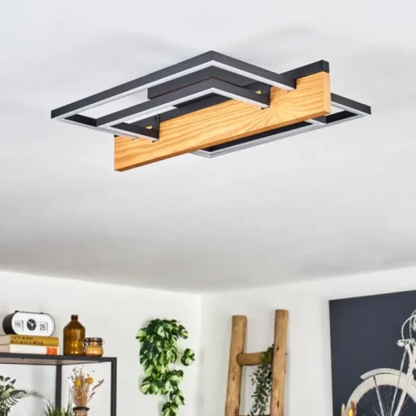 hofstein Pompu Plafonnier LED Écru, Noir, 1 lumière* Lampes Modernes