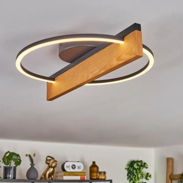 hofstein Pompu Plafonnier LED Écru, Noir, 1 lumière* Lampes Modernes