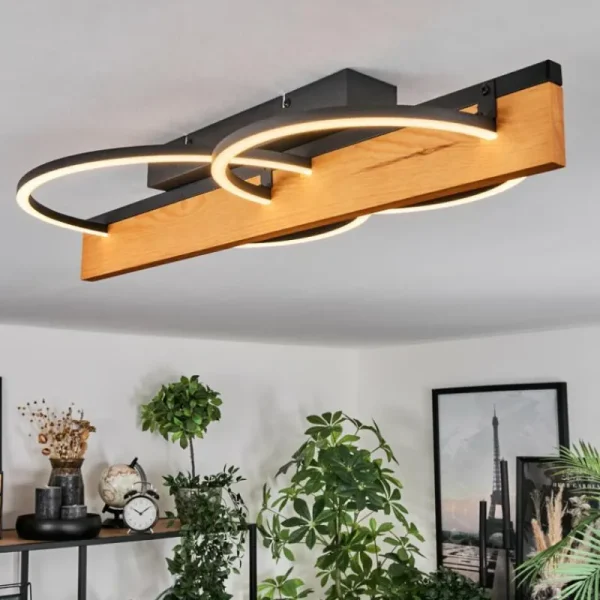 hofstein Pompu Plafonnier LED Écru, Noir, 1 lumière* Lampes Modernes