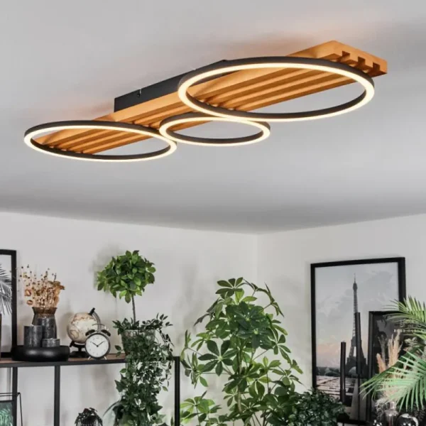hofstein Pompu Plafonnier LED Écru, Noir, 1 lumière* Lampes Modernes