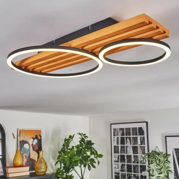 hofstein Pompu Plafonnier LED Écru, Noir, 1 lumière* Lampes Modernes