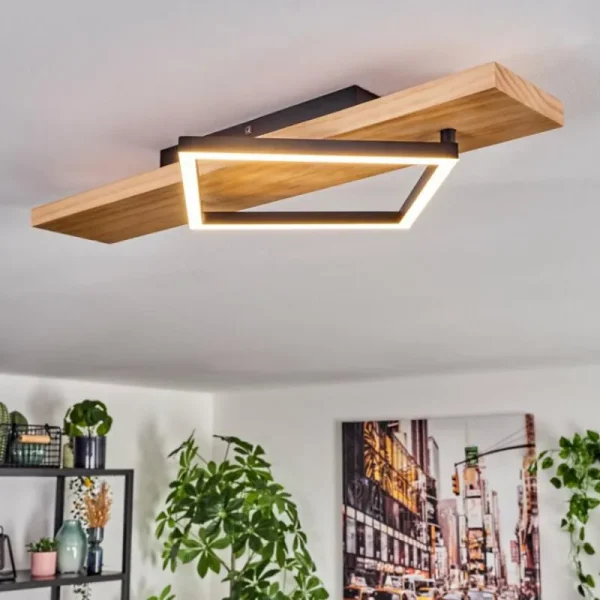 hofstein Pompu Plafonnier LED Écru, Noir, 1 lumière* Lampes Modernes