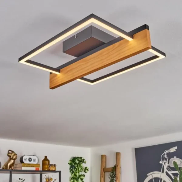 hofstein Pompu Plafonnier LED Écru, Noir, 1 lumière* Lampes Modernes