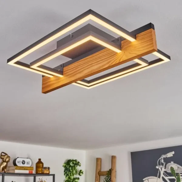 hofstein Pompu Plafonnier LED Écru, Noir, 1 lumière* Lampes Modernes