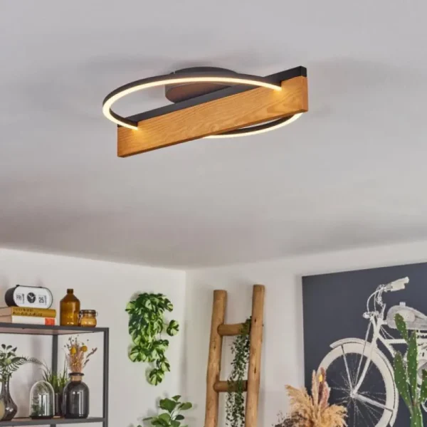 hofstein Pompu Plafonnier LED Écru, Noir, 1 lumière* Lampes Modernes