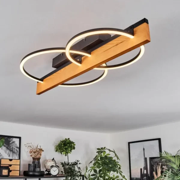 hofstein Pompu Plafonnier LED Écru, Noir, 1 lumière* Lampes Modernes
