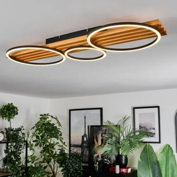 hofstein Pompu Plafonnier LED Écru, Noir, 1 lumière* Lampes Modernes