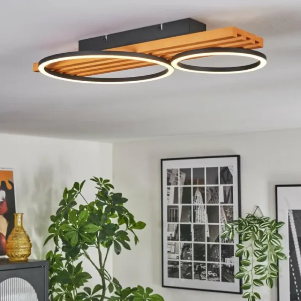hofstein Pompu Plafonnier LED Écru, Noir, 1 lumière* Lampes Modernes