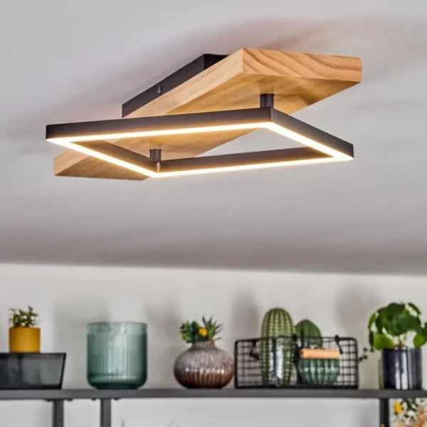 hofstein Pompu Plafonnier LED Écru, Noir, 1 lumière* Lampes Modernes