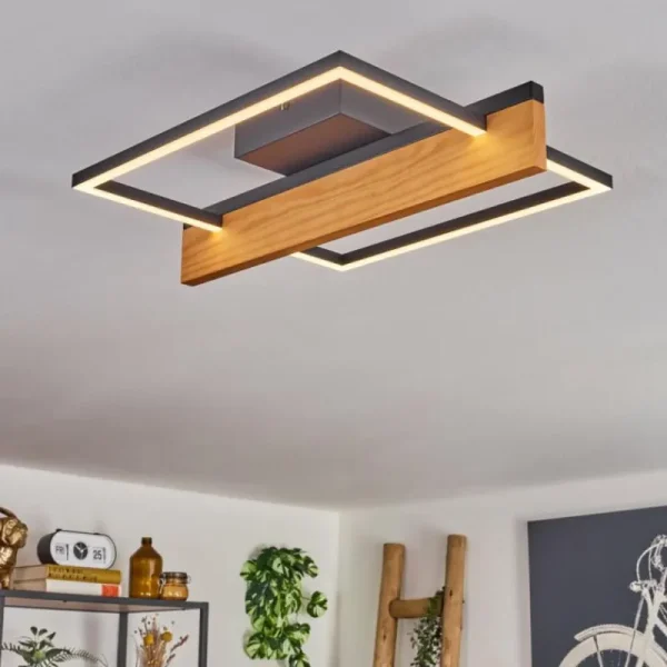 hofstein Pompu Plafonnier LED Écru, Noir, 1 lumière* Lampes Modernes
