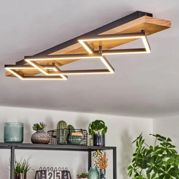 hofstein Pompu Plafonnier LED Écru, Noir, 1 lumière* Lampes Modernes