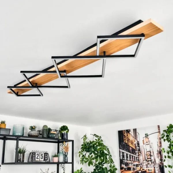 hofstein Pompu Plafonnier LED Écru, Noir, 1 lumière* Lampes Modernes