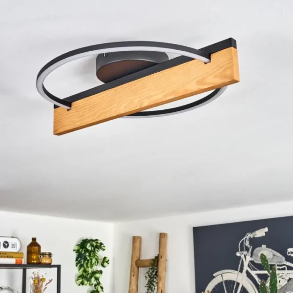 hofstein Pompu Plafonnier LED Écru, Noir, 1 lumière* Lampes Modernes